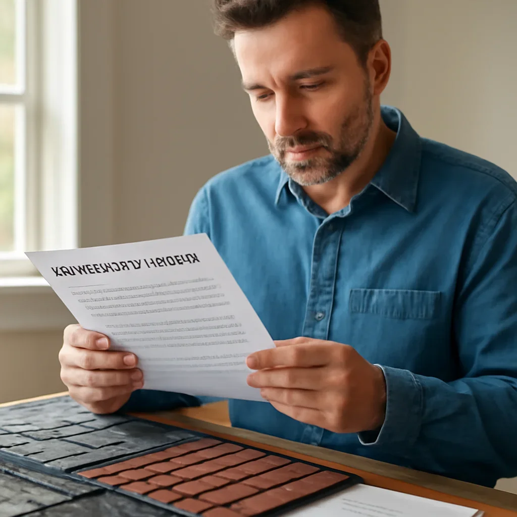 Homeowner or contractor reviewing next steps after reading an insurance guide