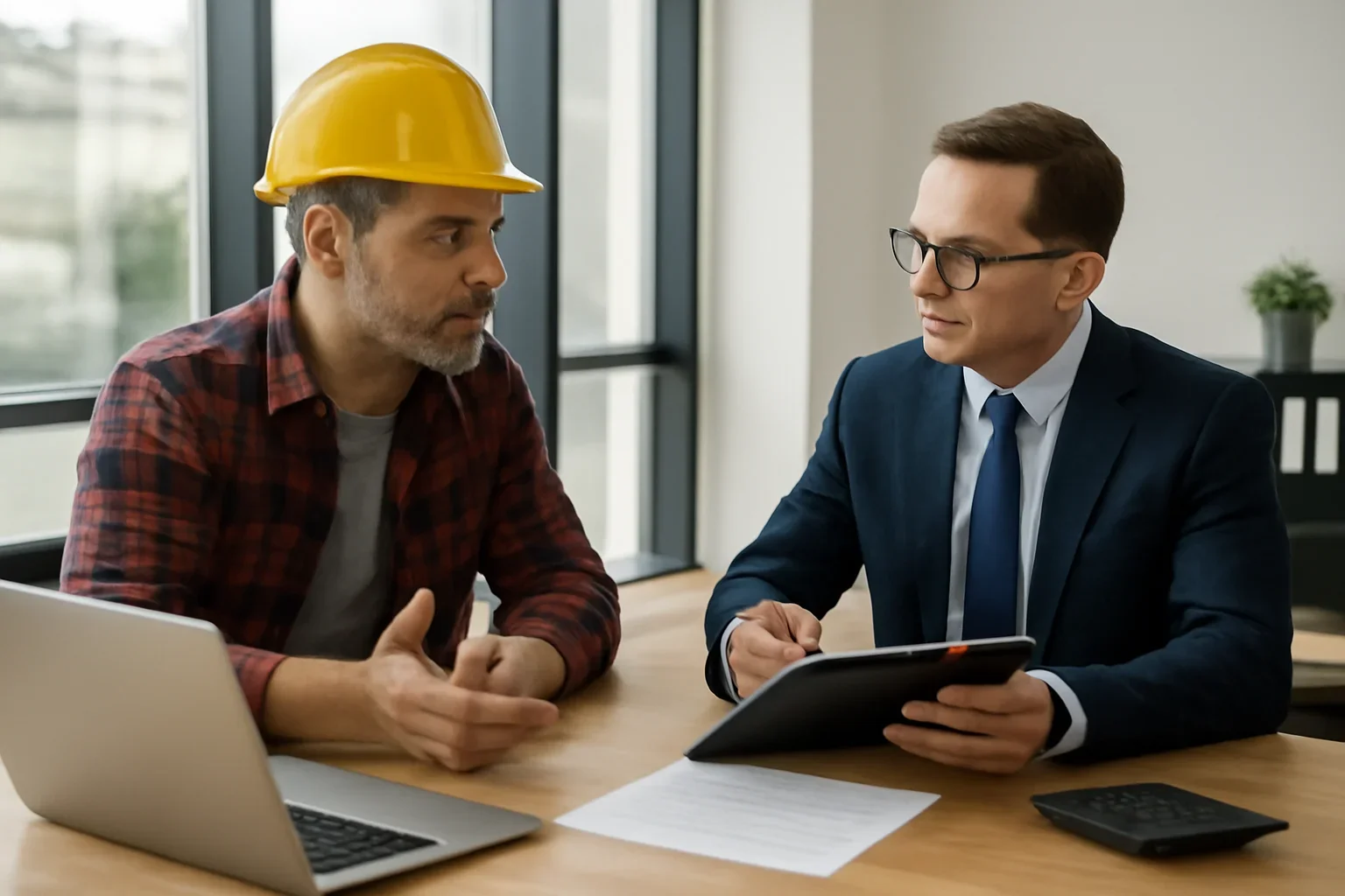Completed Operations Coverage for Roofers discussion with a roofing contractor and insurance advisor