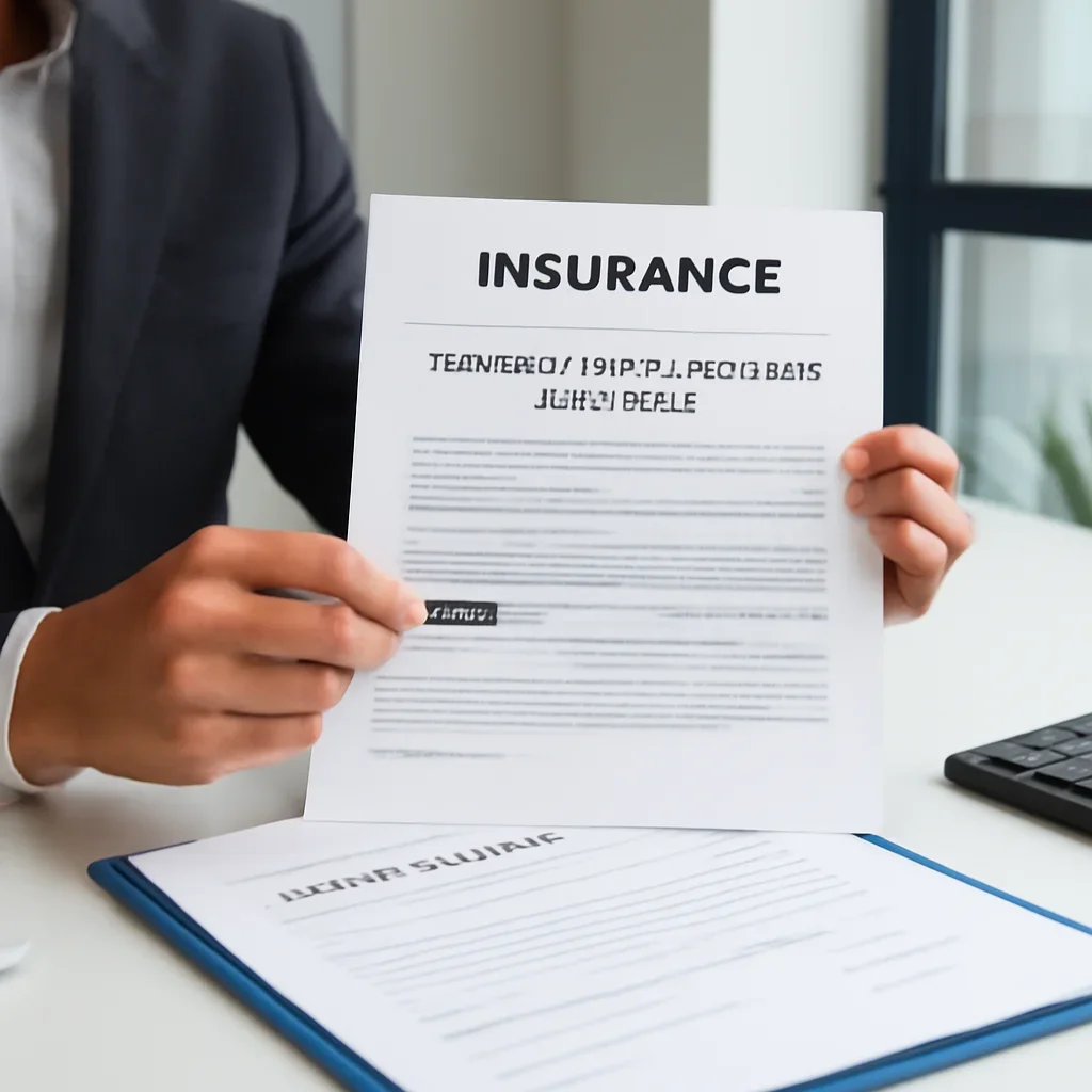 Roofing business reviewing insurance documents related to completed operations coverage for roofers