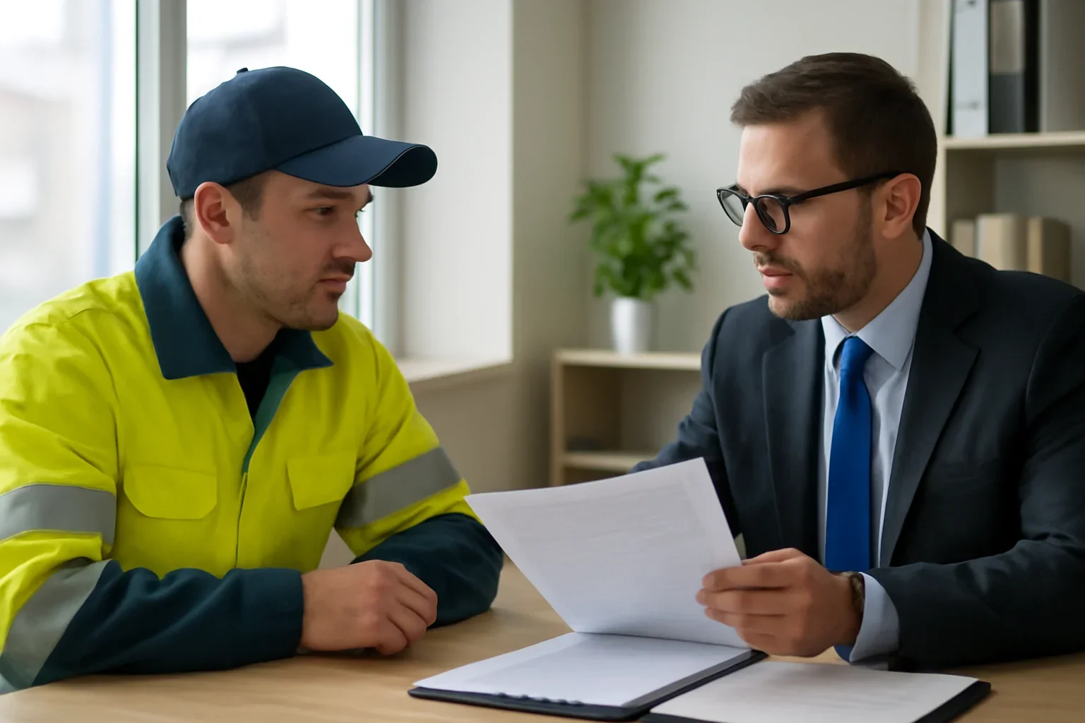 Contractual Liability in Roofing Agreements discussion with a roofing contractor and insurance advisor