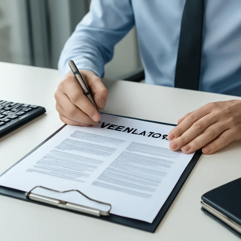 Roofing business reviewing insurance documents related to personal vs commercial auto insurance for business use roofing contractor