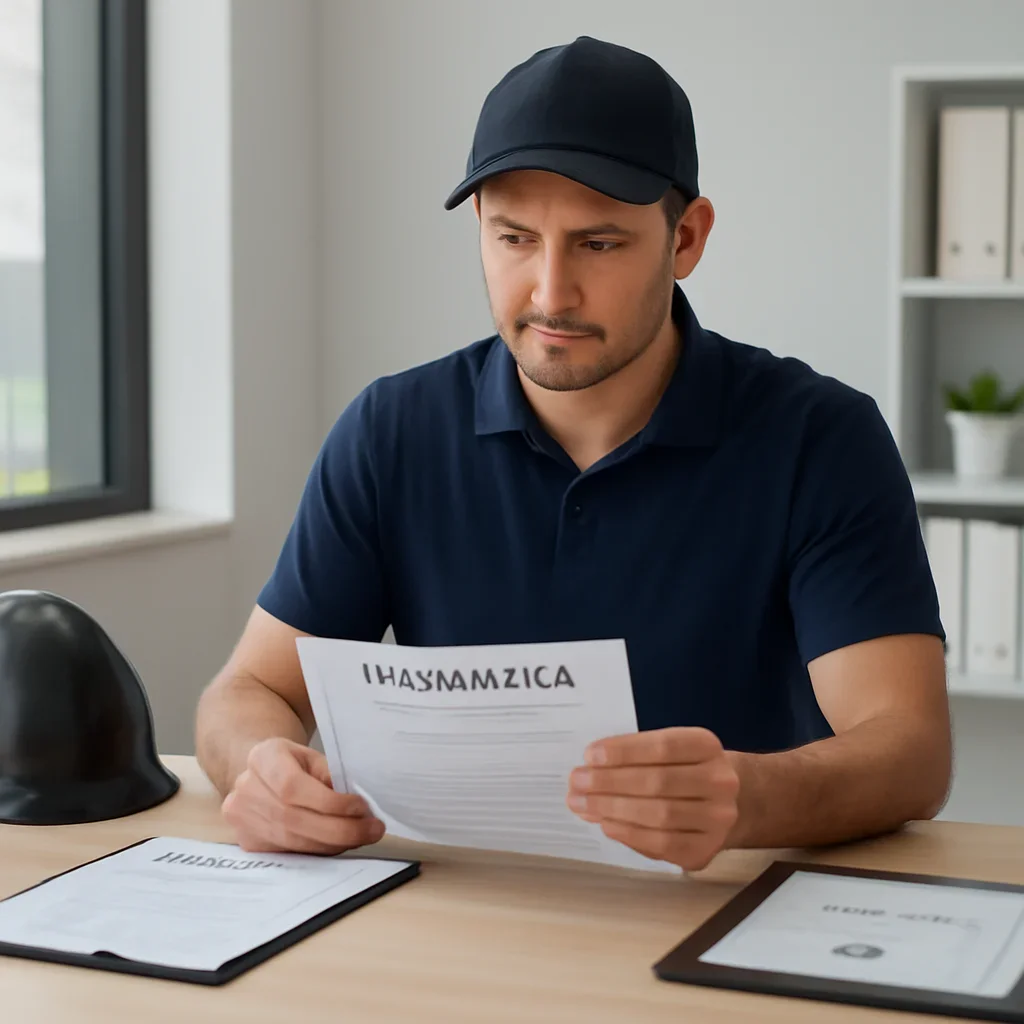 Roofing business reviewing insurance documents related to roofing insurance claims help