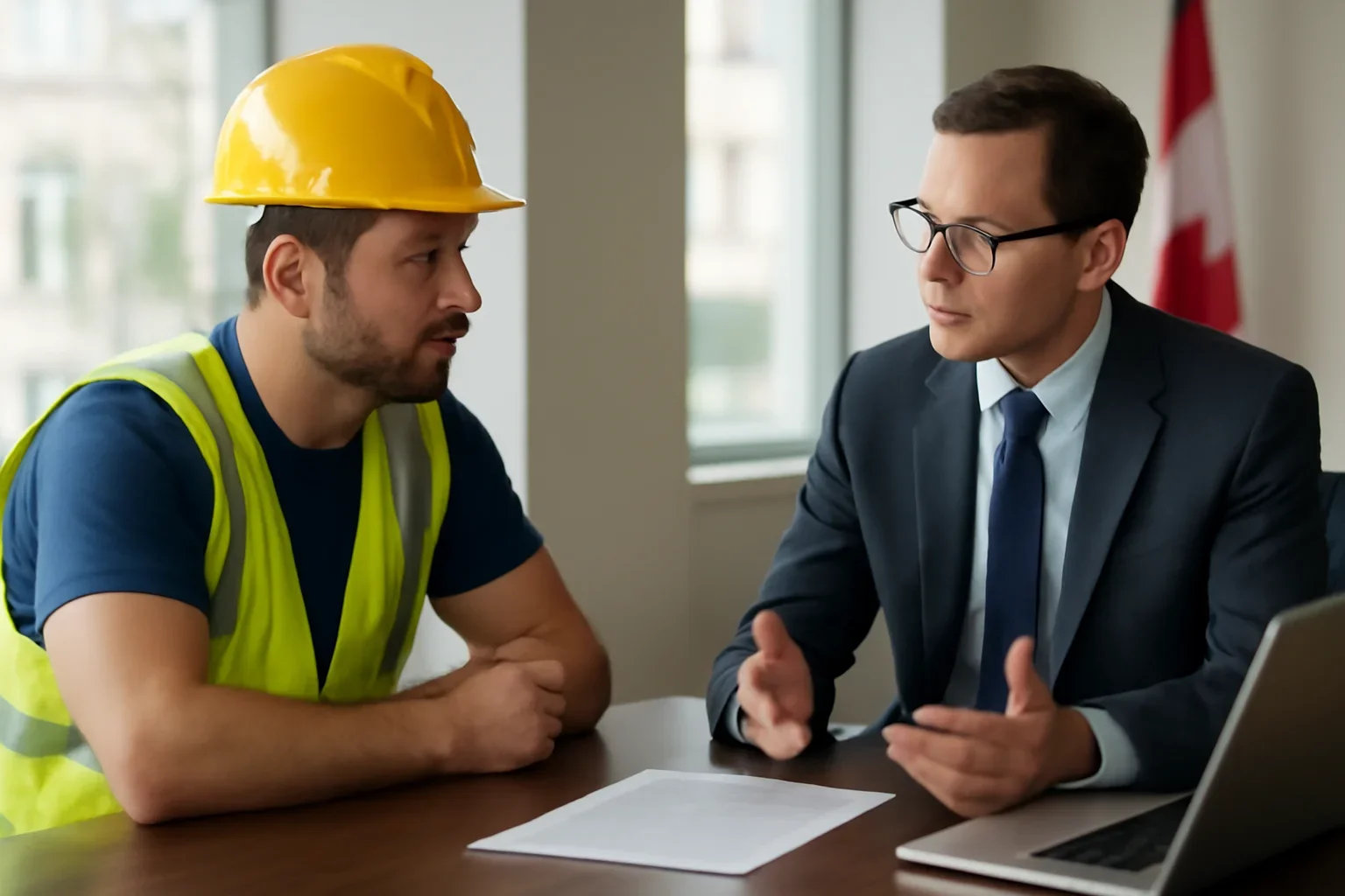 Roofing Workers Comp Insurance Basics discussion with a roofing contractor and insurance advisor