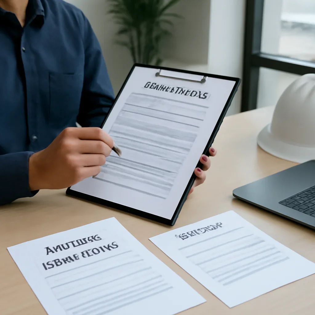 Roofing business reviewing insurance documents related to subcontractor vs employee roofing insurance