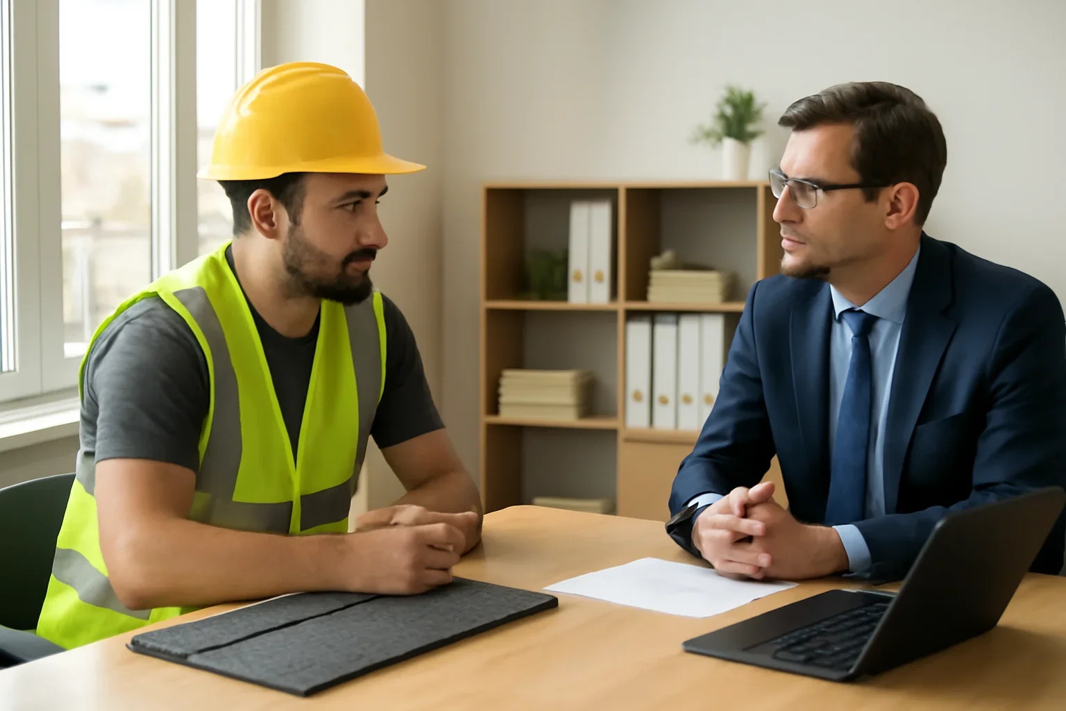 When Roofing Companies Should Call Their Broker After an Incident discussion with a roofing contractor and insurance advisor