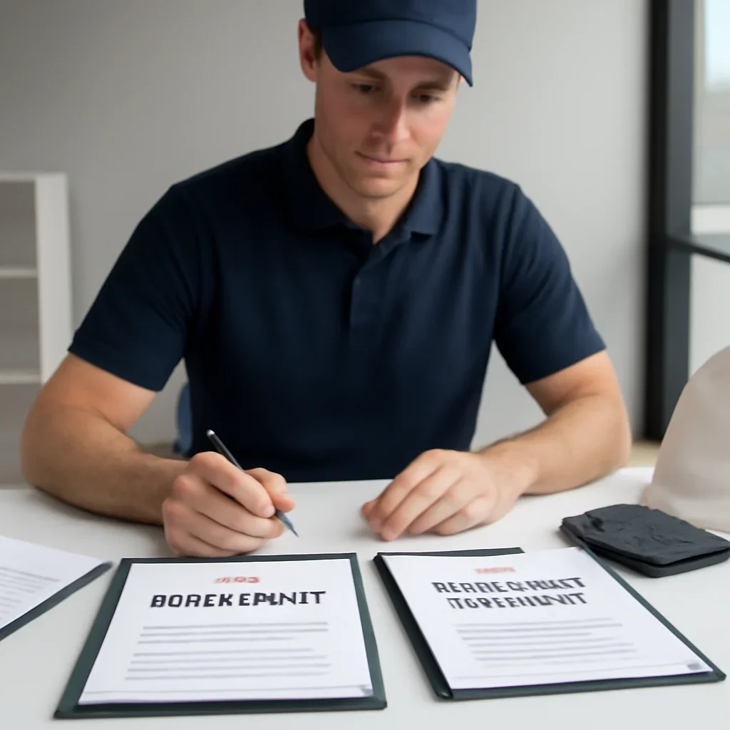 Roofing business reviewing insurance documents related to workmanship warranty vs insurance roofers