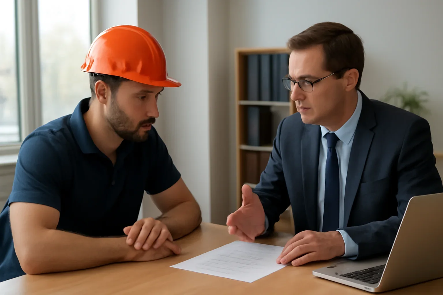 Alberta Roofing Insurance Requirements for Contractors discussion with a roofing contractor and insurance advisor