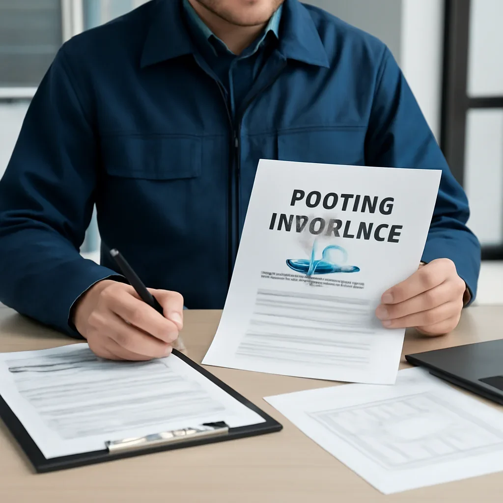 Roofing business reviewing insurance documents related to roofing insurance alberta