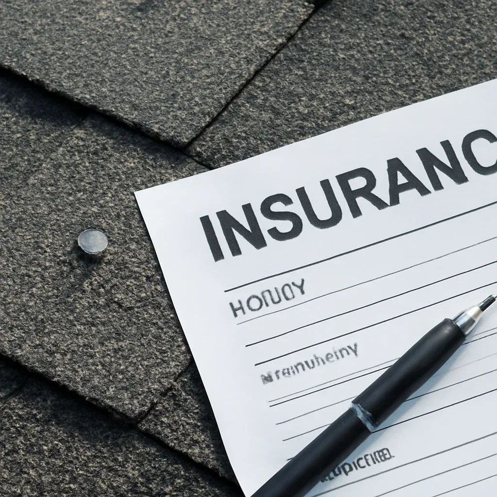 Close-up visual related to whether roof nail pops are covered by insurance with paperwork and roof details