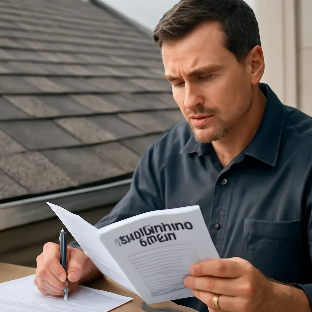 Homeowner or contractor reviewing next steps after reading an insurance guide