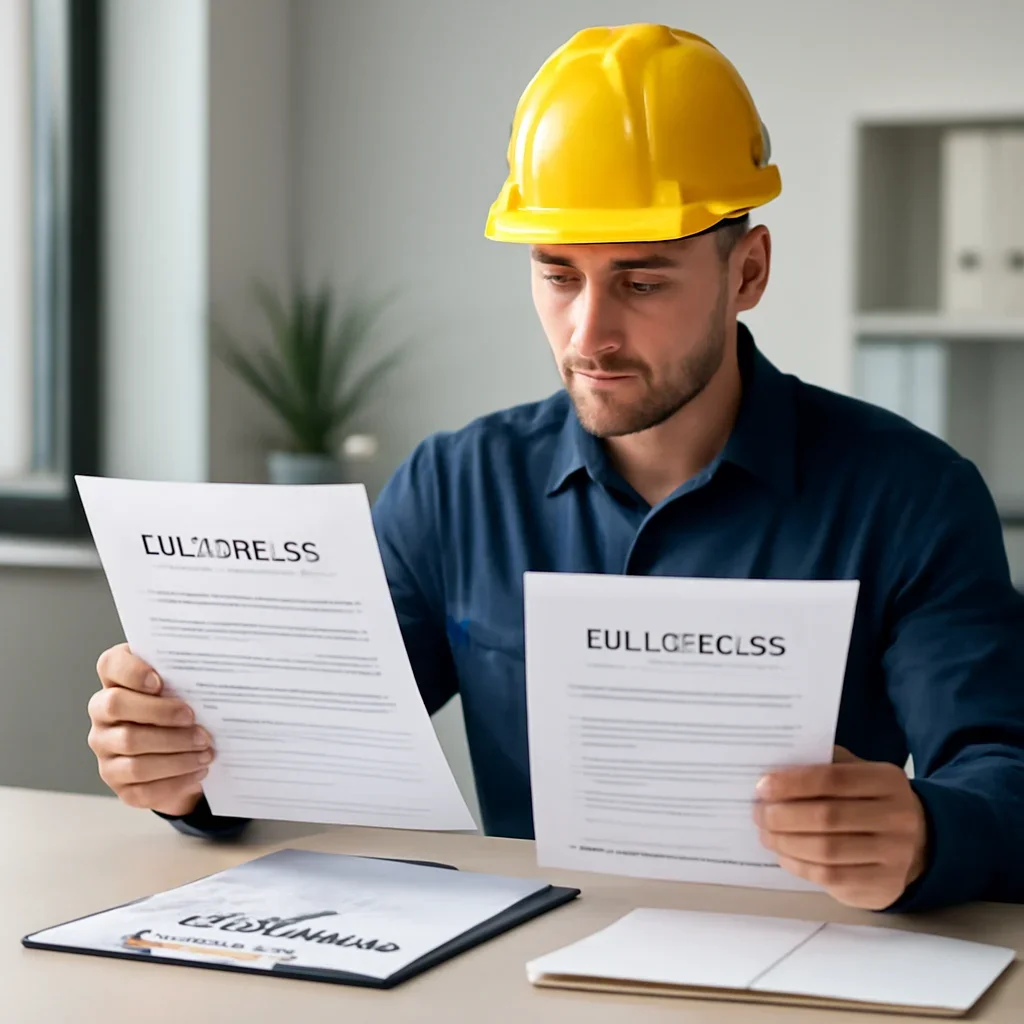 Roofing business reviewing insurance documents related to certificate wording for roofers
