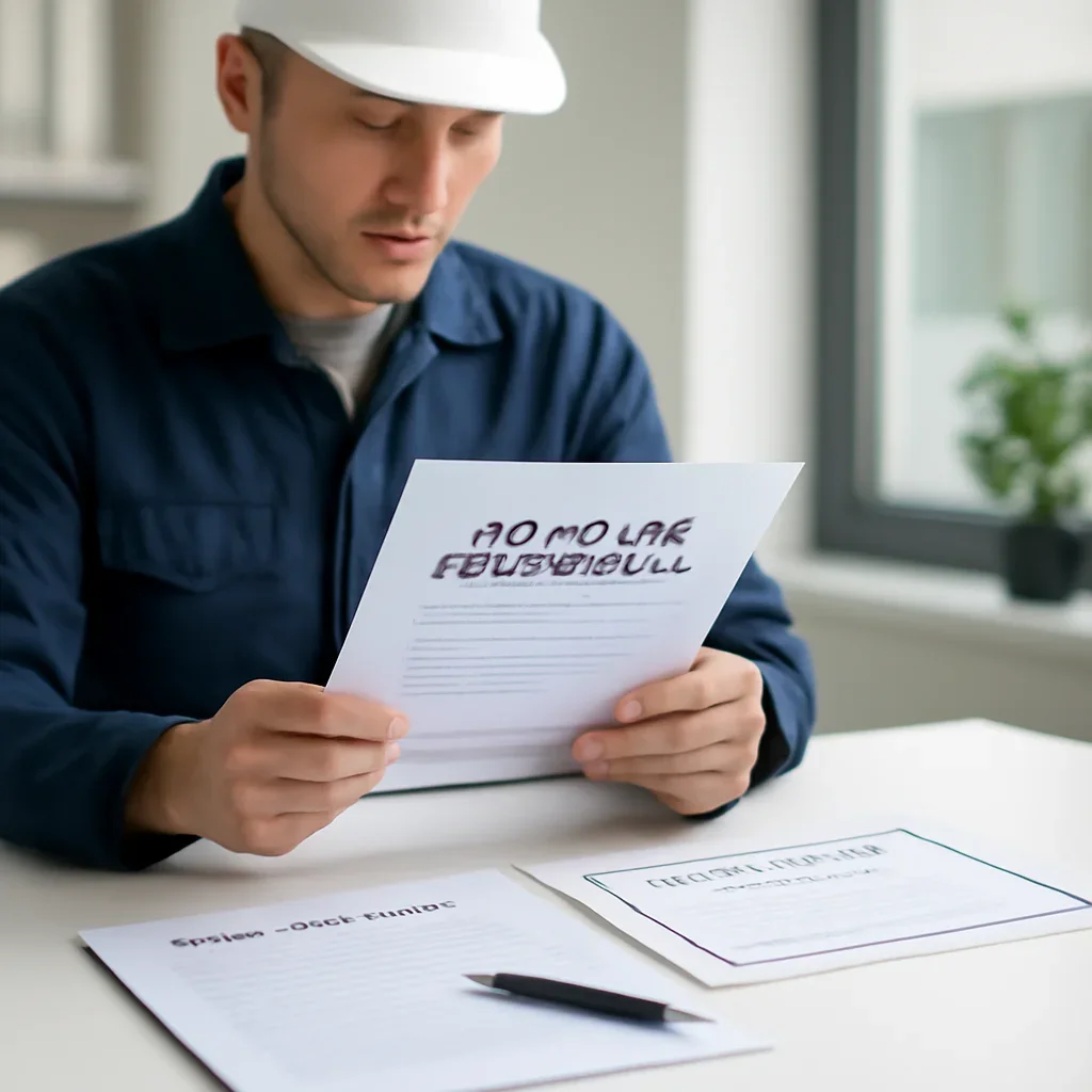 Roofing business reviewing insurance documents related to roofing insurance application safety program