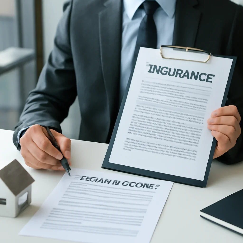 Roofing business reviewing insurance documents related to roofing contract insurance requirements