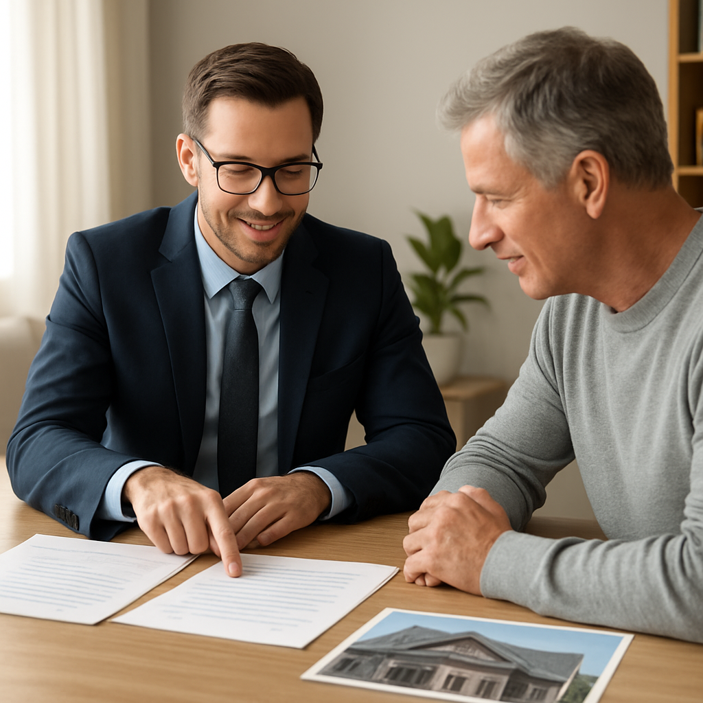 Insurance advisor helping an Ontario property owner compare roofing insurance options