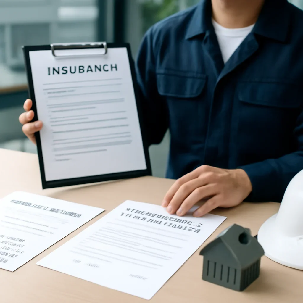 Roofing business reviewing insurance documents related to roofing company insurance claim