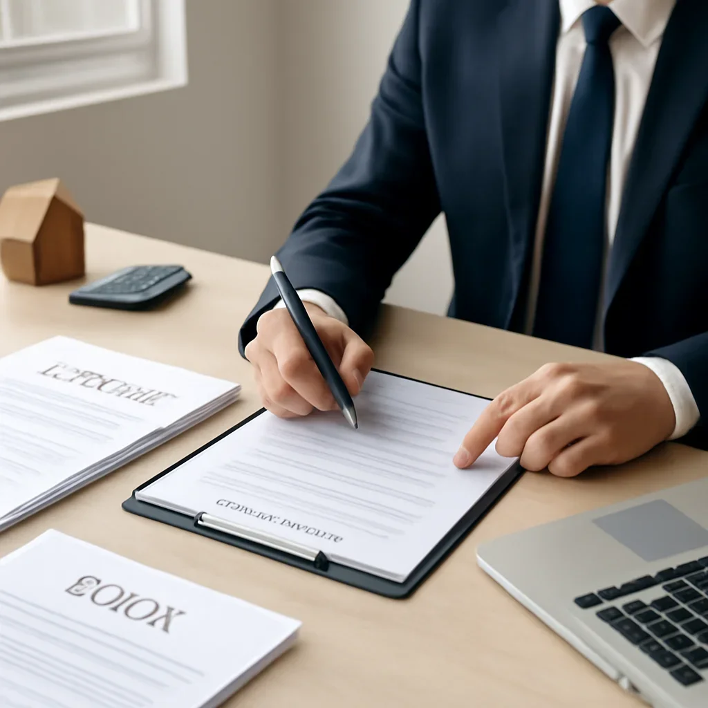 Roofing insurance legal document review with policy paperwork and professional planning support