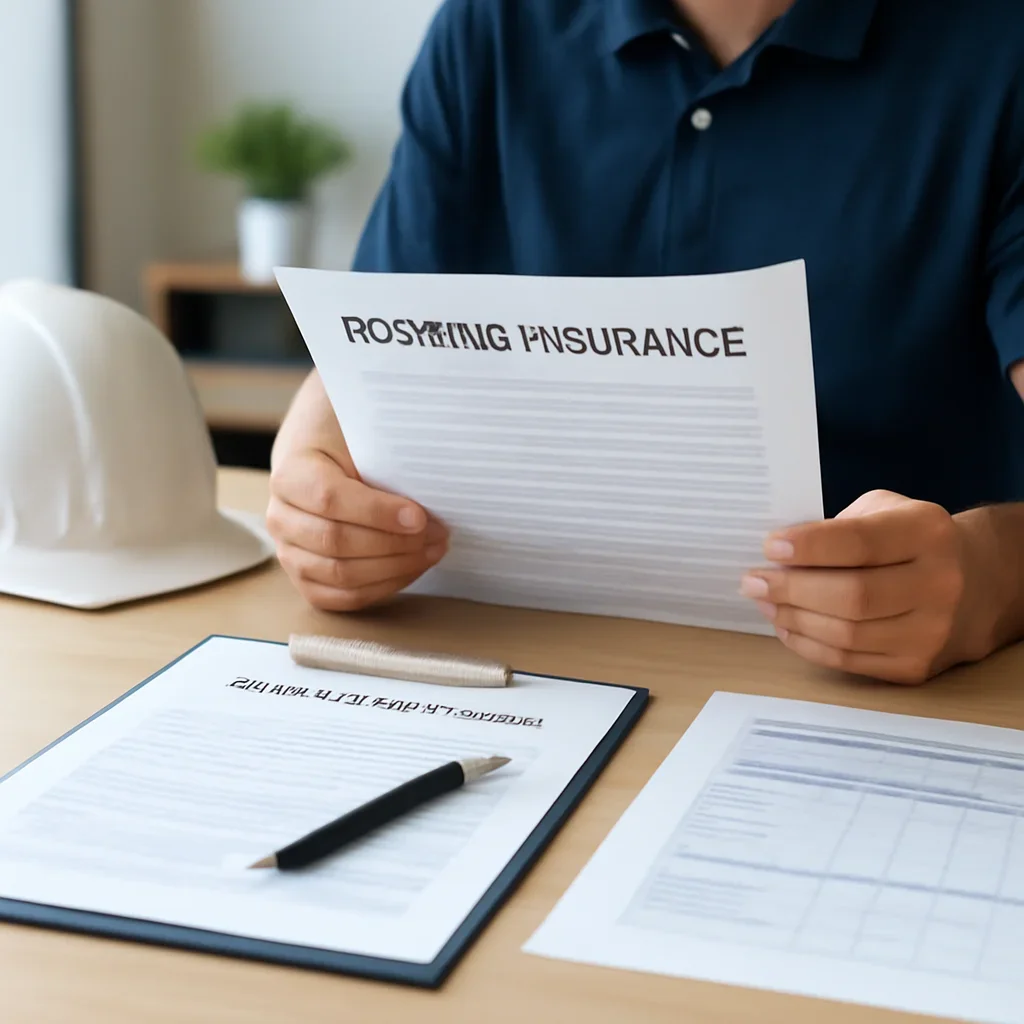 Roofing business reviewing insurance documents related to why roofers need higher liability limits